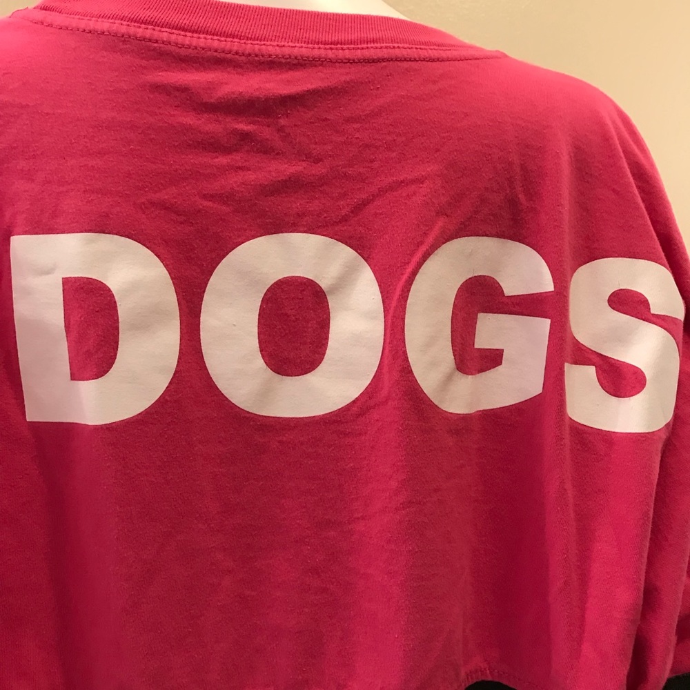 I Love Dogs Oversized Jersey Graphic Tee Adult Size XL Heavy Cotton Pink Grey - Picture 12 of 14